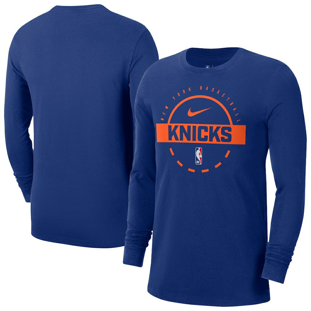 New York Knicks Authentic Long Sleeve Practice T-Shirt Blue | Nike discount