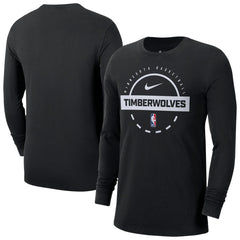 Minnesota Timberwolves Authentic Long Sleeve Practice T-Shirt Black | Nike