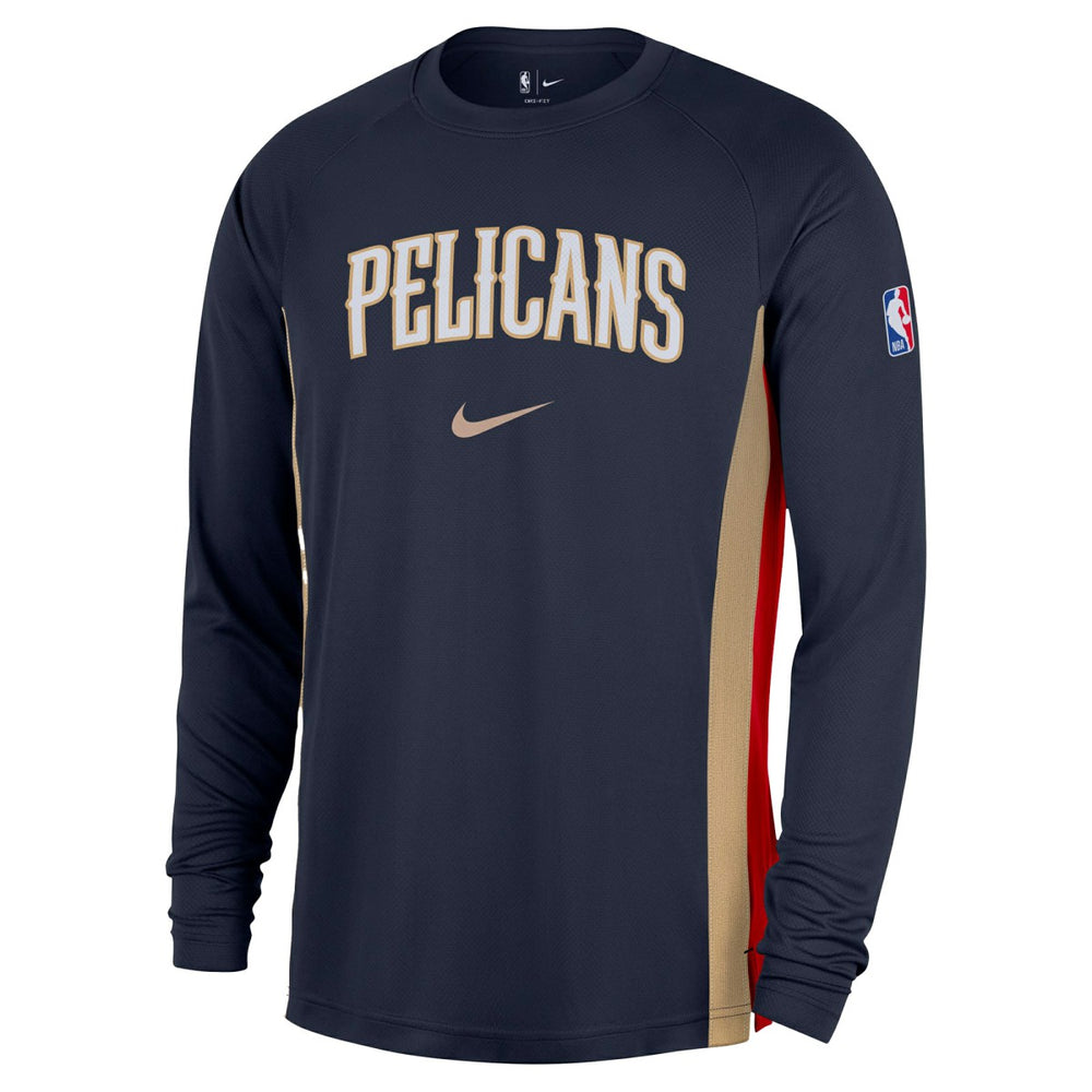 New Orleans Pelicans 2025/26 Authentic Pre-Game Legend Dri-FIT Long Sleeve Shooting Shirt Navy | Nike
