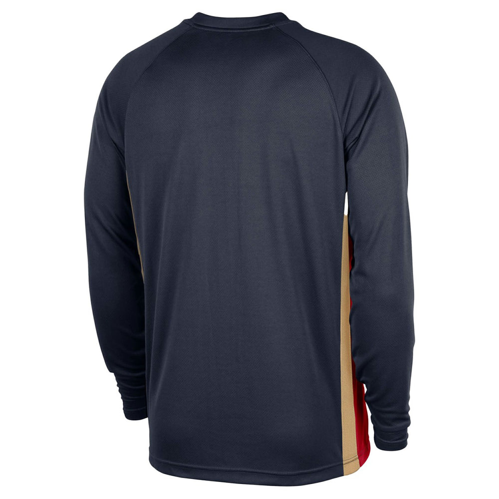 New Orleans Pelicans 2025/26 Authentic Pre-Game Legend Dri-FIT Long Sleeve Shooting Shirt Navy | Nike