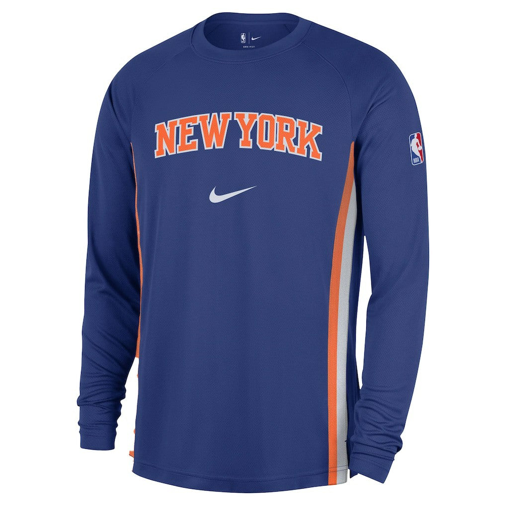 New York Knicks 2025/26 Authentic Pre-Game Legend Dri-FIT Long Sleeve Shooting Shirt Blue | Nike outlet