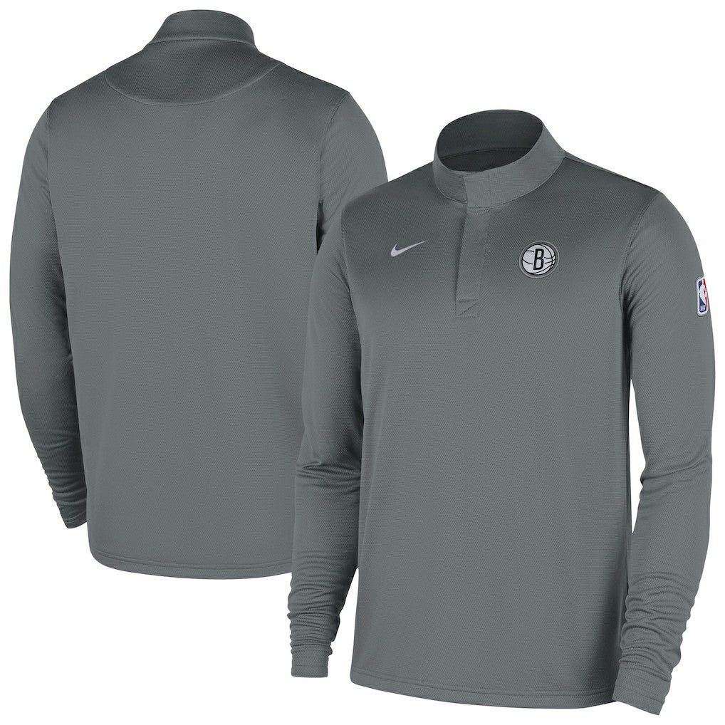 Brooklyn Nets 2025/26 Authentic Coaches Quarter-Zip Dri-Fit Top Gray | Nike