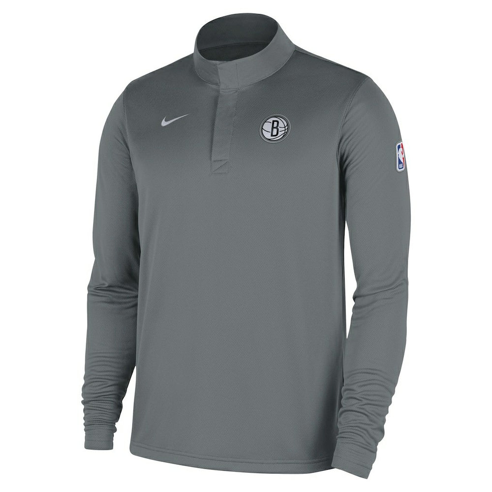 Brooklyn Nets 2025/26 Authentic Coaches Quarter-Zip Dri-Fit Top Gray | Nike