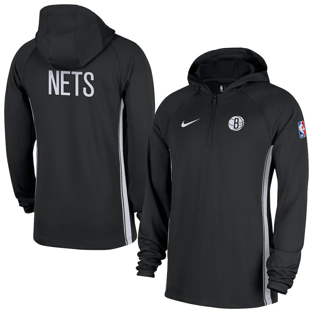 Brooklyn Nets Authentic On Court Zone Quarter-Zip Dri-FIT Hoodie Jacket Black | Nike Near Me