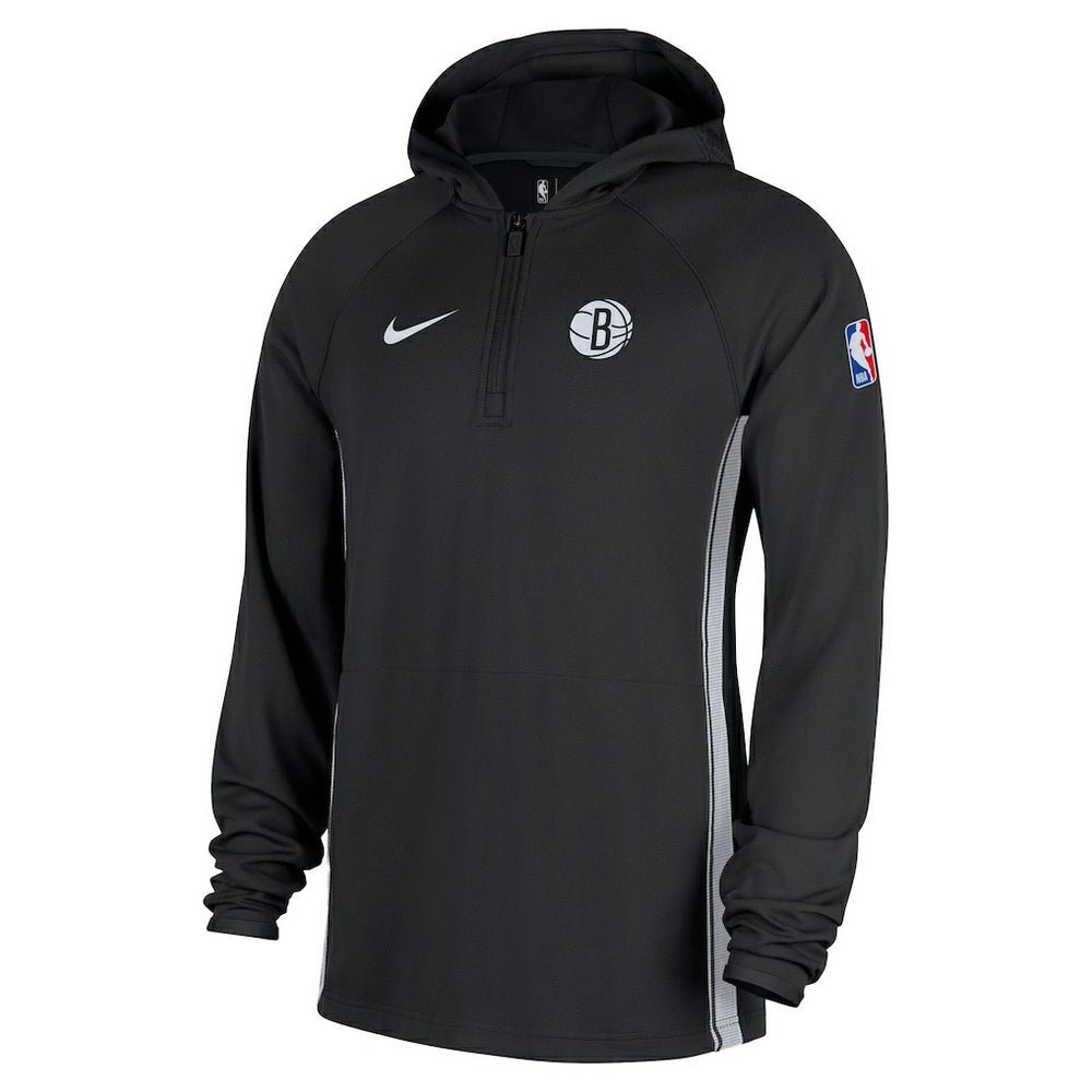 Brooklyn Nets Authentic On Court Zone Quarter-Zip Dri-FIT Hoodie Jacket Black | Nike Near Me