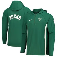 Milwaukee Bucks Authentic On Court Zone Quarter-Zip Dri-FIT Hoodie Jacket Hunter Green | Nike US