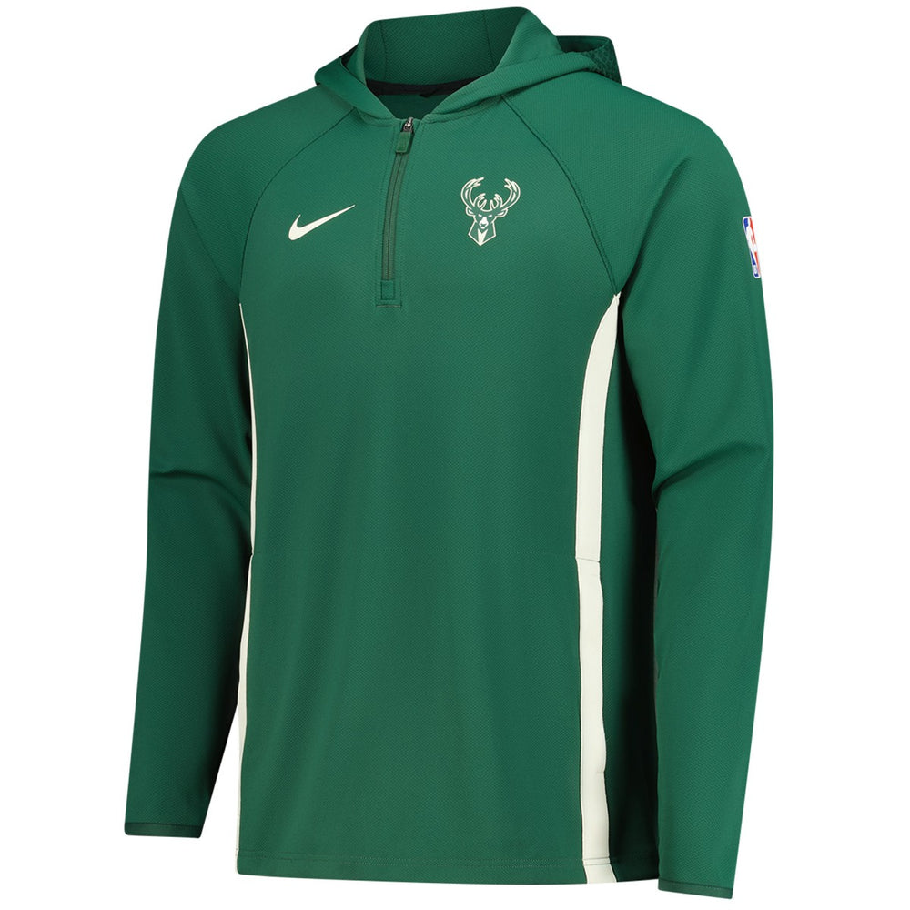 Milwaukee Bucks Authentic On Court Zone Quarter-Zip Dri-FIT Hoodie Jacket Hunter Green | Nike US