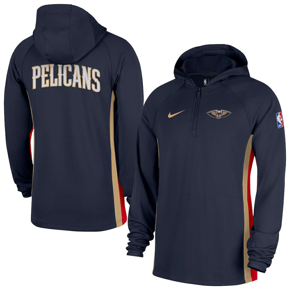 New Orleans Pelicans Authentic On Court Zone Quarter-Zip Dri-FIT Hoodie Jacket Navy | Nike outlet