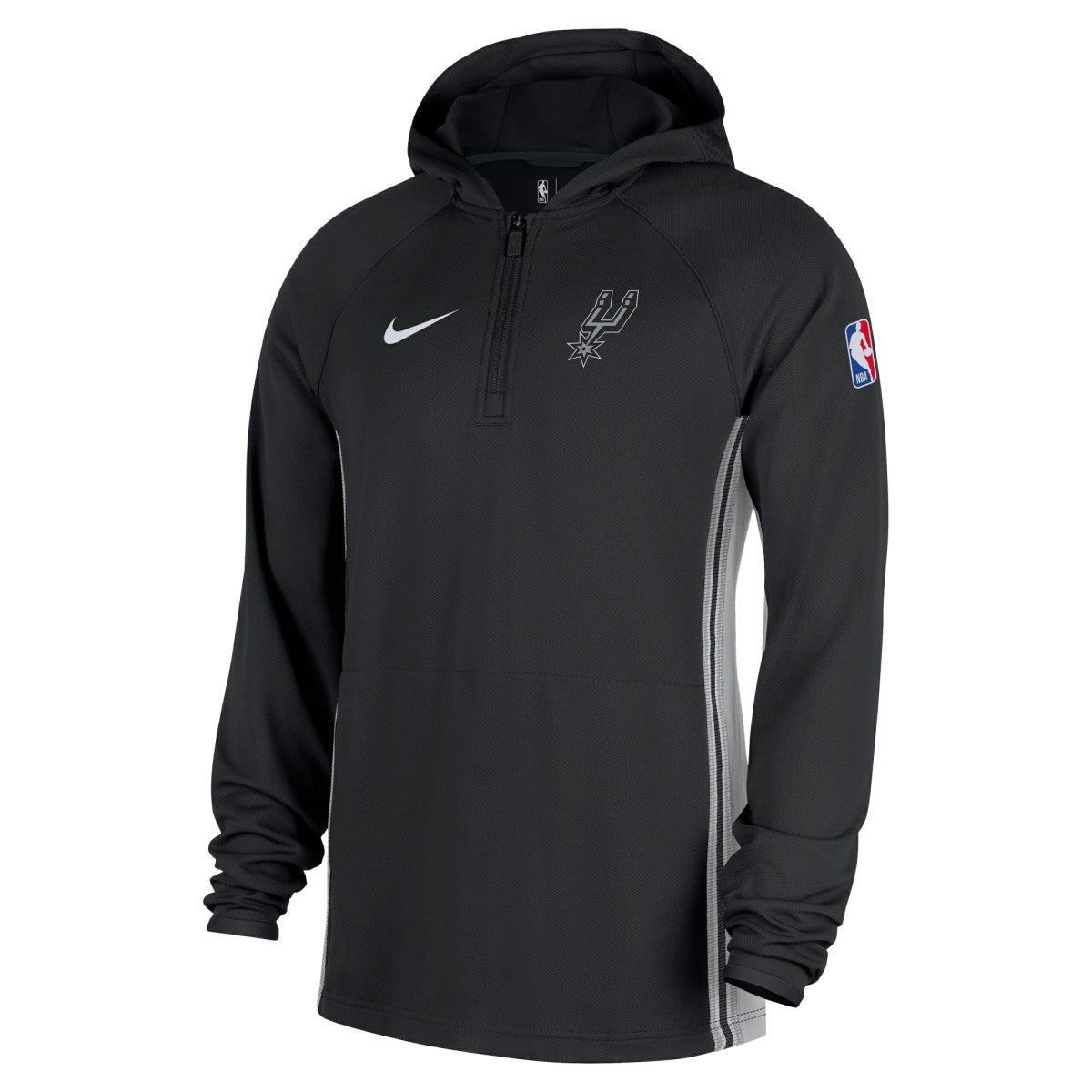 San Antonio Spurs Authentic On Court Zone Quarter-Zip Dri-FIT Hoodie Jacket Black | Nike Lifestyle