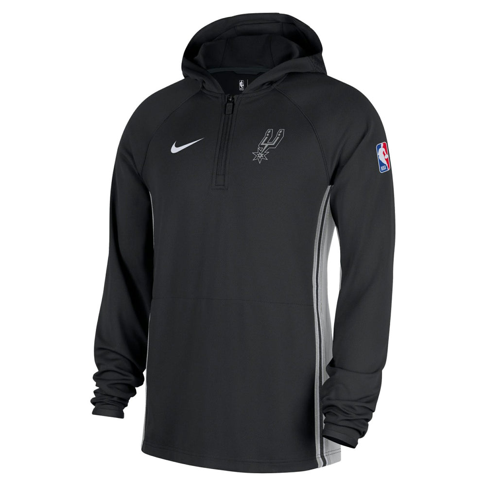 San Antonio Spurs Authentic On Court Zone Quarter-Zip Dri-FIT Hoodie Jacket Black | Nike Lifestyle