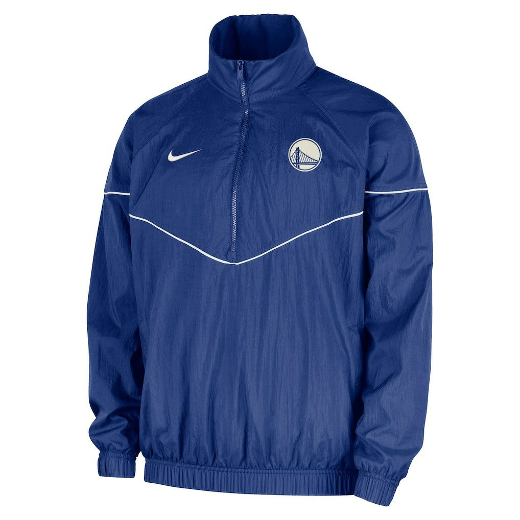 Golden State Warriors Courtside Windrunner Woven Half-Zip Hooded Jacket for sale Royal | Nike Near Me