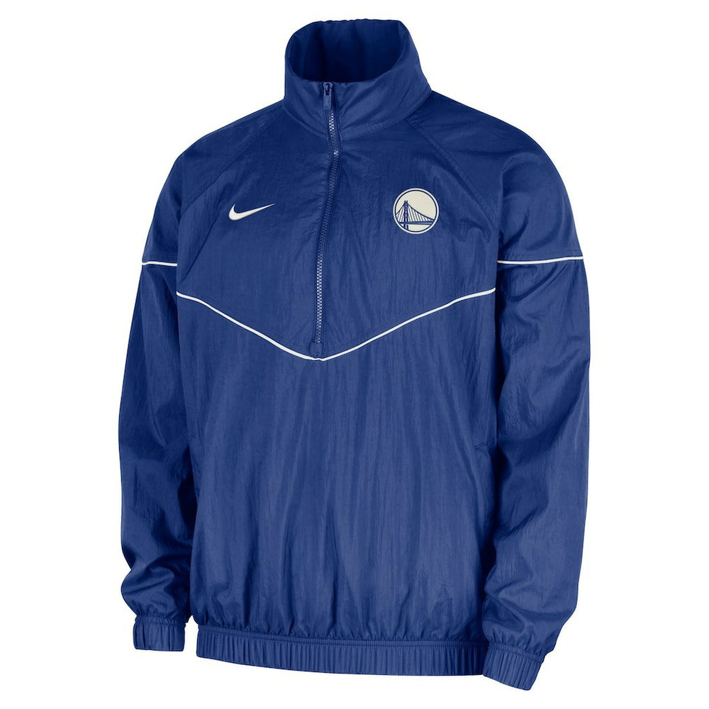 Golden State Warriors Courtside Windrunner Woven Half-Zip Hooded Jacket for sale Royal | Nike Near Me
