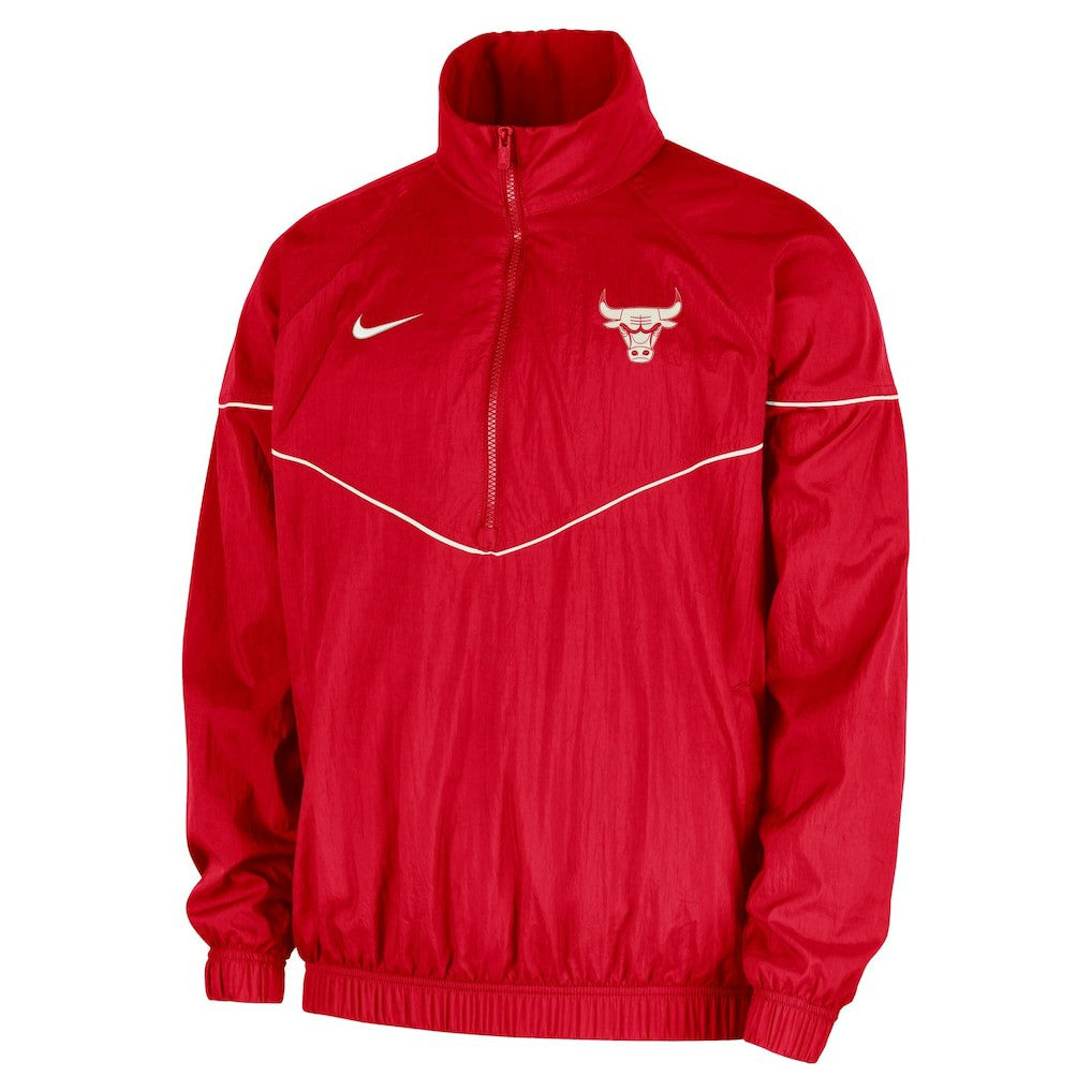 Chicago Bulls Courtside Windrunner Woven Half-Zip Hooded Jacket Red | Nike US