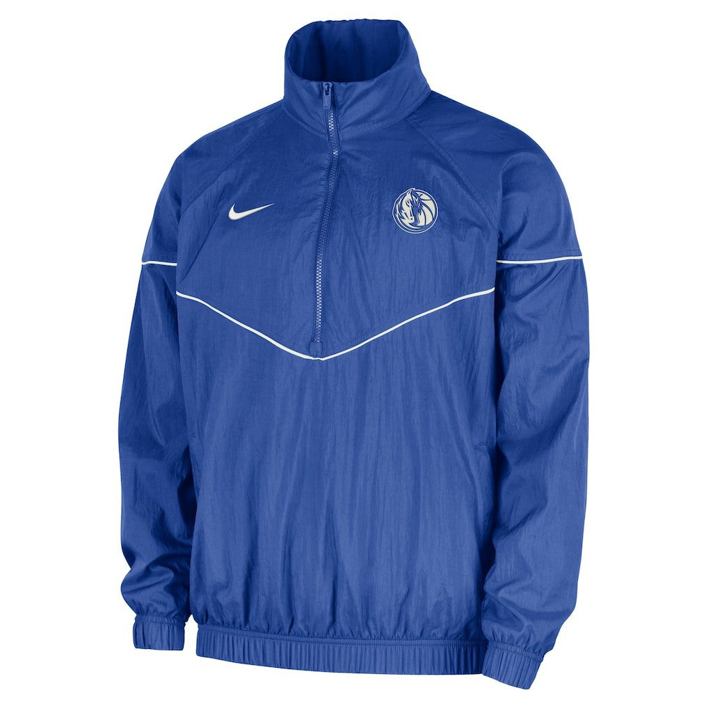 Dallas Mavericks Courtside Windrunner Woven Half-Zip Hooded Jacket for sale Blue | Nike Near Me