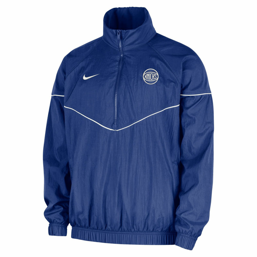 New York Knicks Courtside Windrunner Woven Half-Zip Hooded Jacket Blue | Nike US