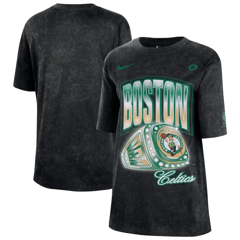 Boston Celtics Women's Courtside Original Content Vintage Washed Boyfriend T-Shirt Black | Nike for sale