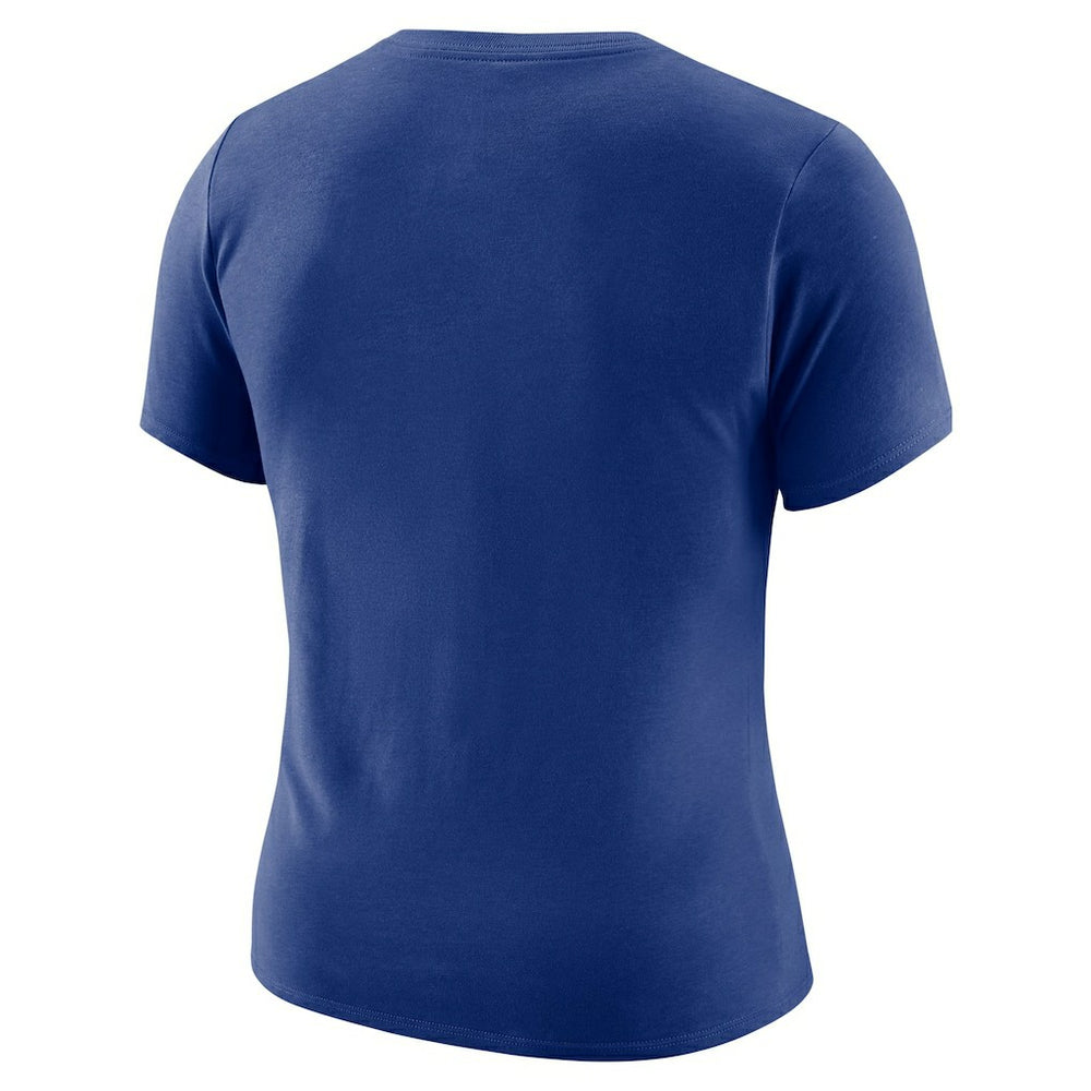 Golden State Warriors Women's Courtside Modest Cropped Tri-Blend T-Shirt for sale Royal | Nike US