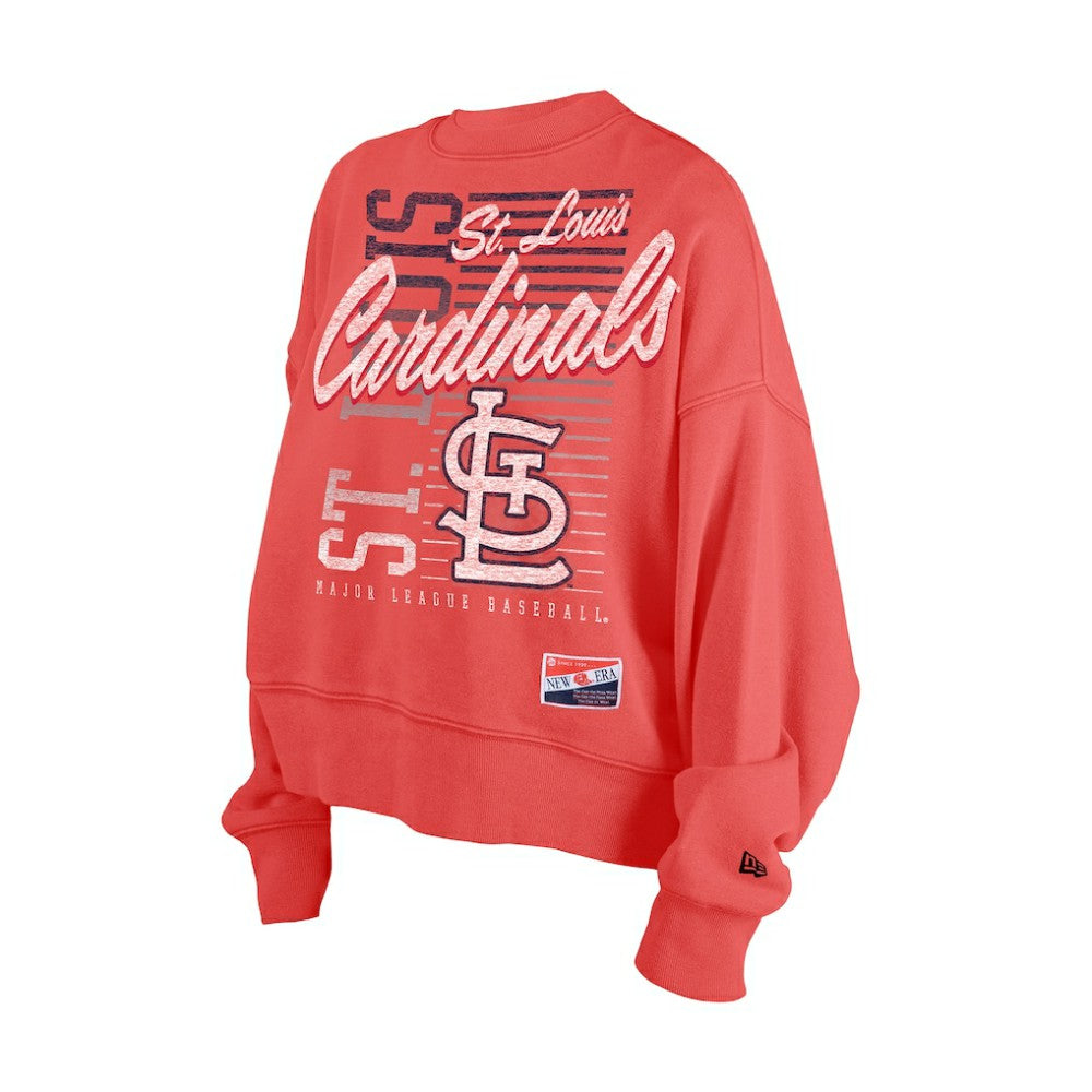 St. Louis Cardinals New Era Women's Boxy Mineral Wash Dolmen Sleeve Cropped Sweatshirt - Red - New Era Sale