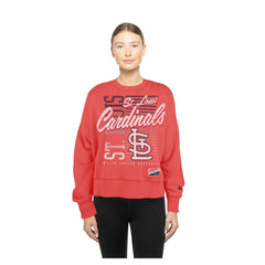 St. Louis Cardinals New Era Women's Boxy Mineral Wash Dolmen Sleeve Cropped Sweatshirt - Red - New Era Sale