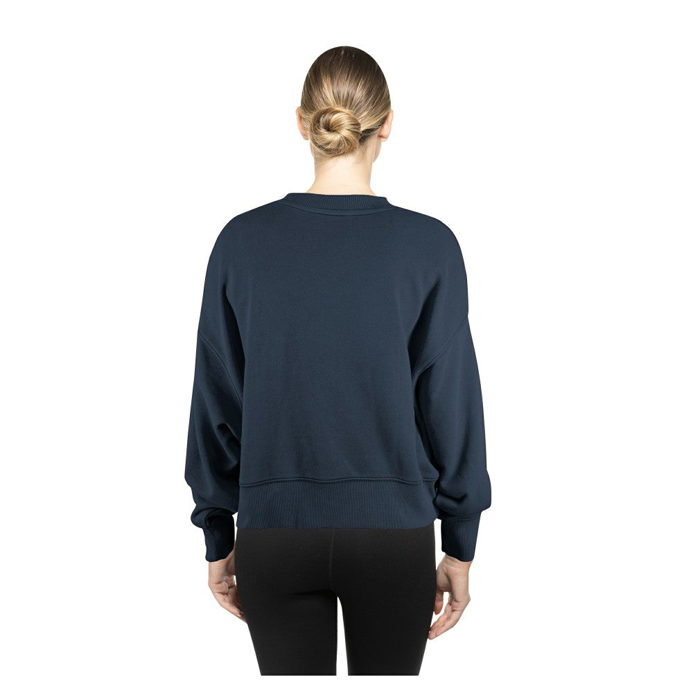 Cleveland Guardians New Era Women's Boxy Mineral Wash Dolmen Sleeve Cropped Sweatshirt - Navy - New Era Sale