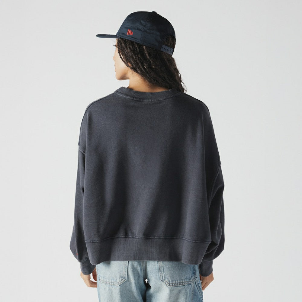 Boston Red Sox New Era Women's Boxy Mineral Wash Dolmen Sleeve Cropped Sweatshirt - Navy - New Era Online