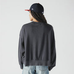 Atlanta Braves New Era Women's Boxy Mineral Wash Dolmen Sleeve Cropped Sweatshirt - Navy - New Era Discount