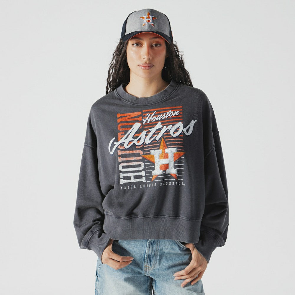 Houston Astros New Era Women's Boxy Mineral Wash Dolmen Sleeve Cropped Sweatshirt - Navy - New Era Online