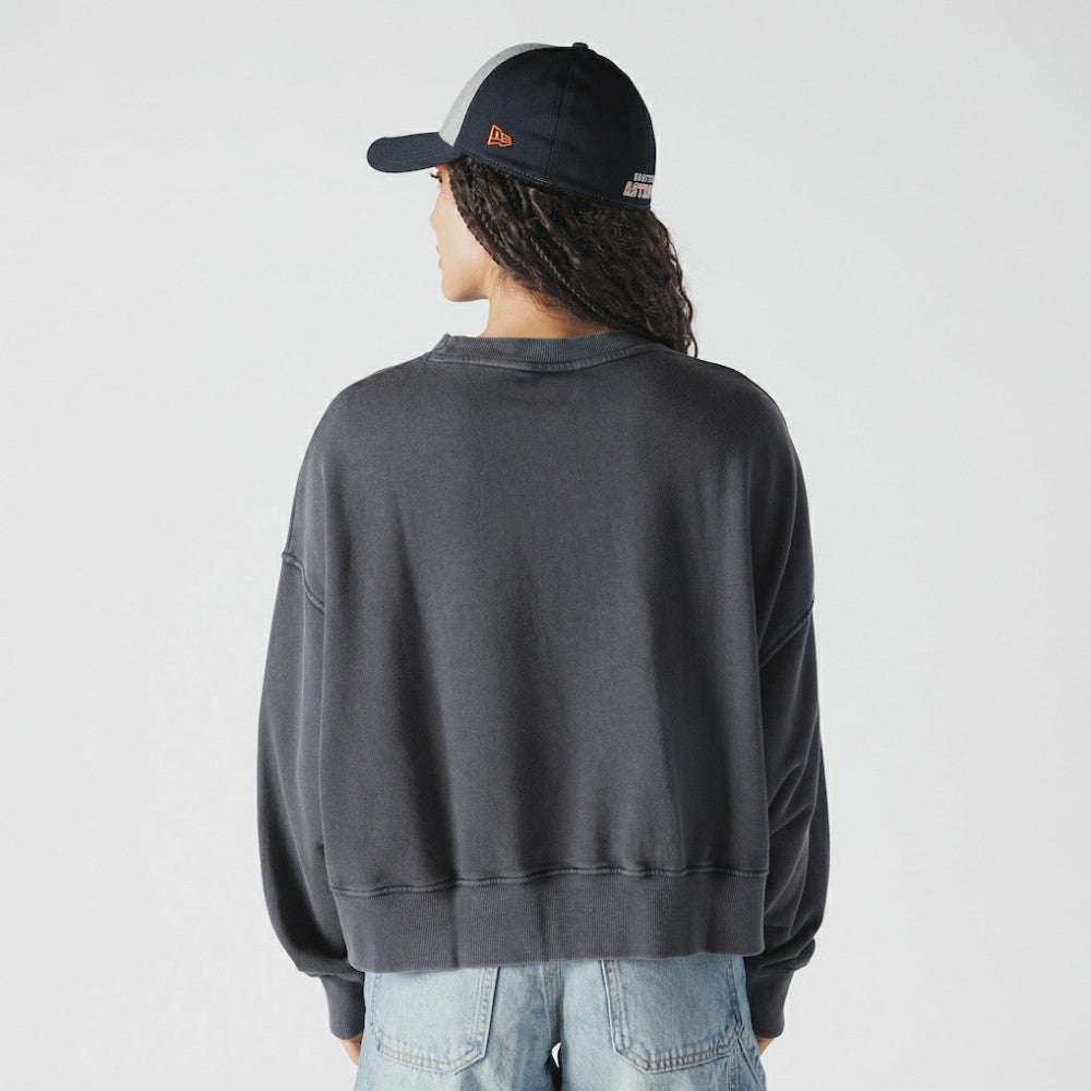 Houston Astros New Era Women's Boxy Mineral Wash Dolmen Sleeve Cropped Sweatshirt - Navy - New Era Online