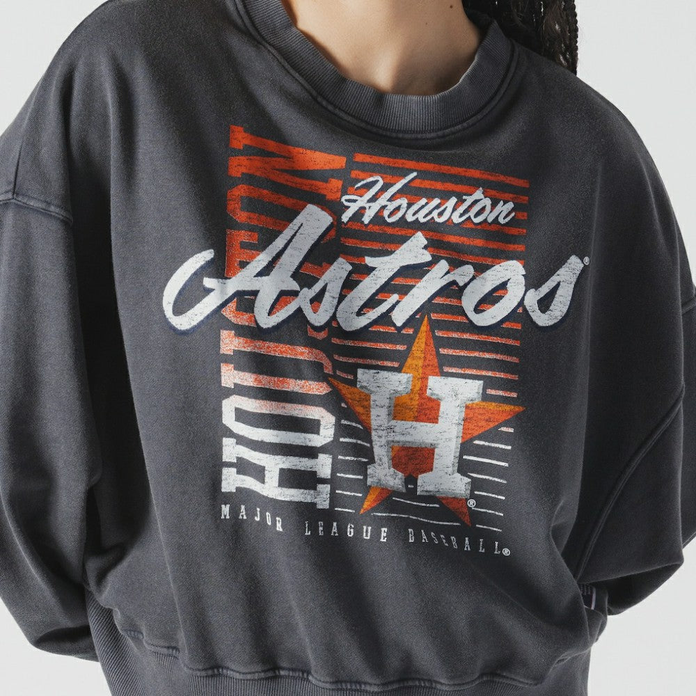 Houston Astros New Era Women's Boxy Mineral Wash Dolmen Sleeve Cropped Sweatshirt - Navy - New Era Online