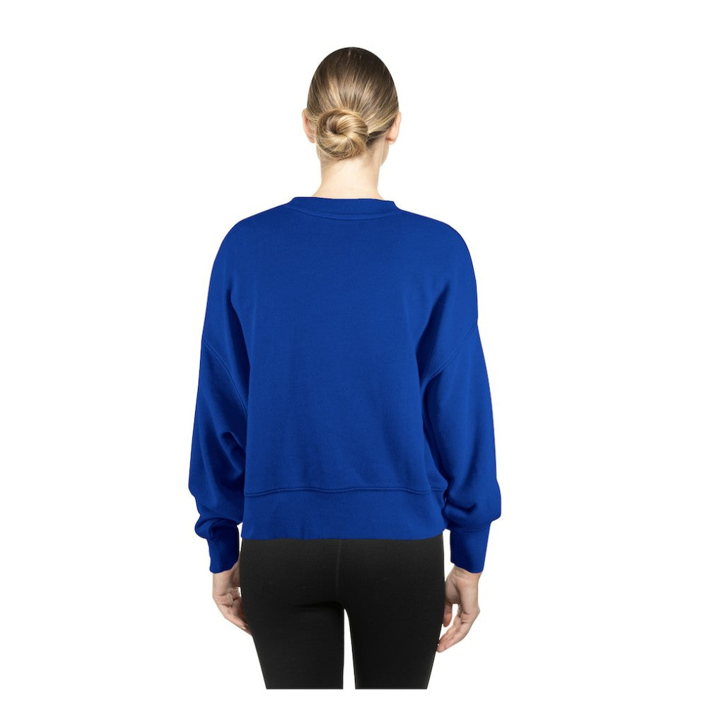 New York Mets New Era Women's Boxy Mineral Wash Dolmen Sleeve Cropped Sweatshirt - Royal - New Era Lifestyle
