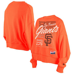 San Francisco Giants New Era Women's Boxy Mineral Wash Dolmen Sleeve Cropped Sweatshirt - Orange - New Era on Sale