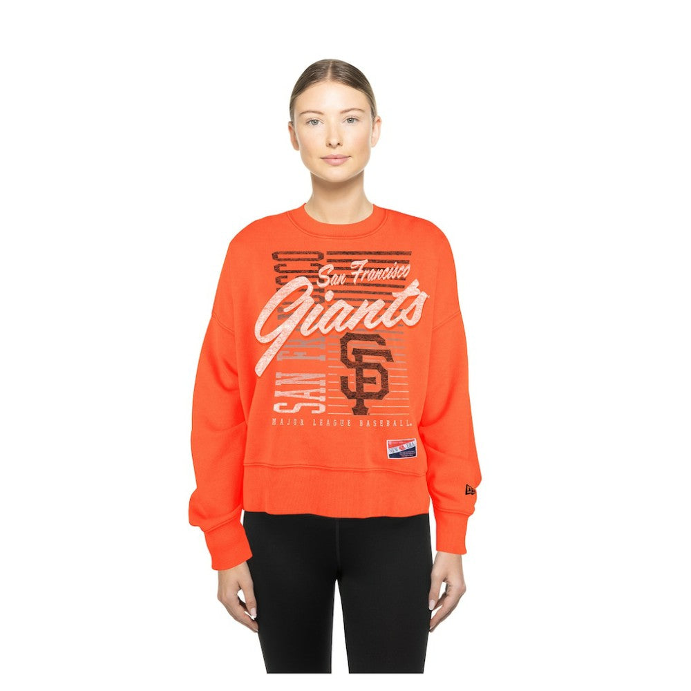 San Francisco Giants New Era Women's Boxy Mineral Wash Dolmen Sleeve Cropped Sweatshirt - Orange - New Era on Sale
