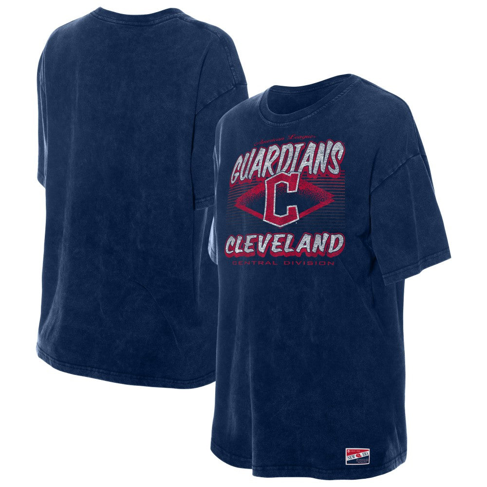 Cleveland Guardians New Era Women's Mineral Wash Oversized T-Shirt - Navy - New Era on Sale