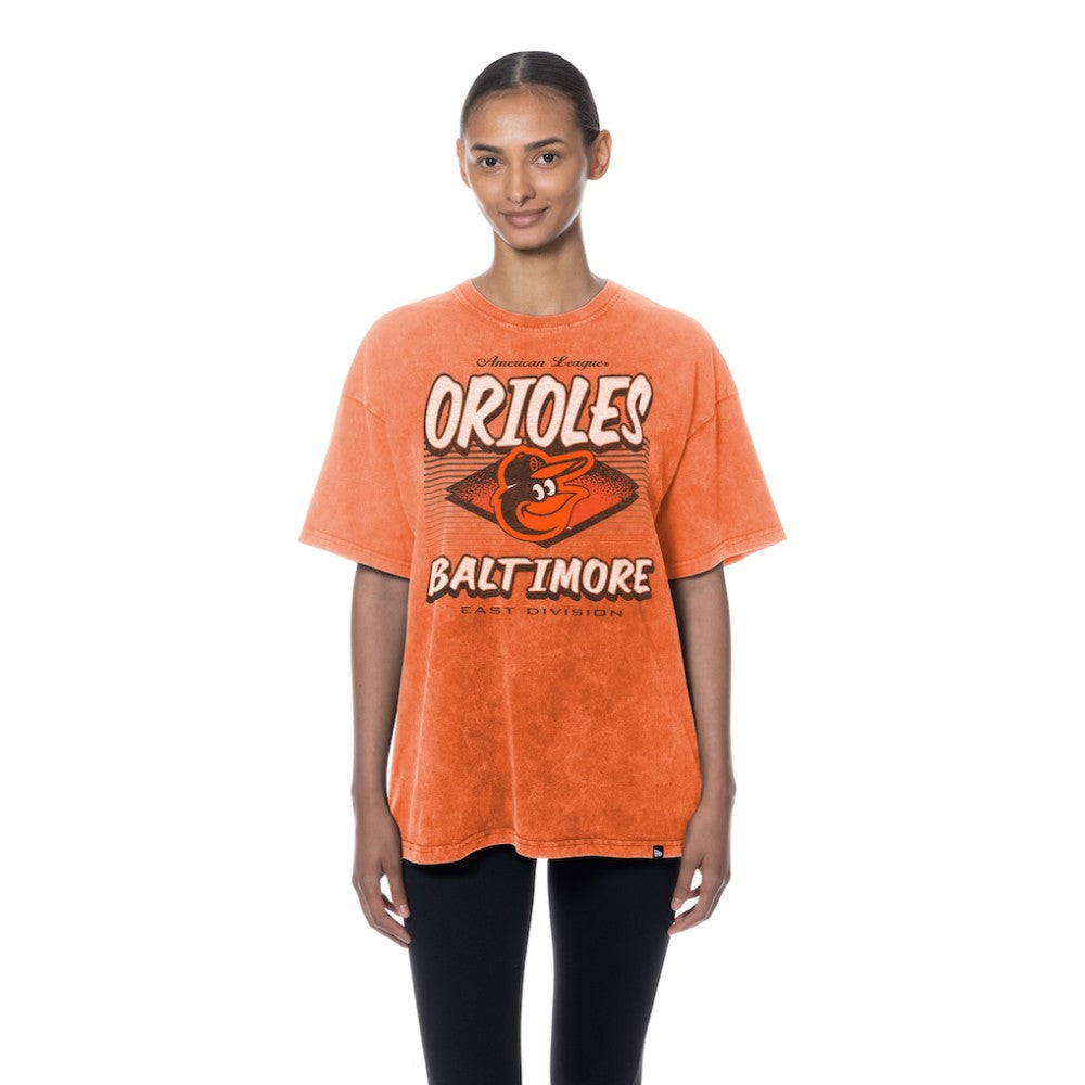 Baltimore Orioles New Era Women's Mineral Wash Oversized T-Shirt - Orange - New Era Online