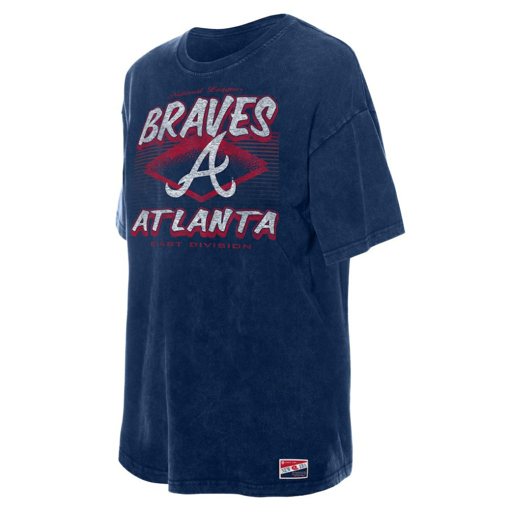 Atlanta Braves New Era Women's Mineral Wash Oversized T-Shirt - Navy - New Era Online