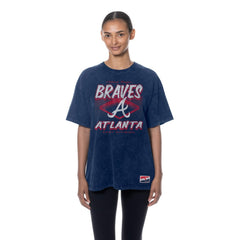 Atlanta Braves New Era Women's Mineral Wash Oversized T-Shirt - Navy - New Era Online