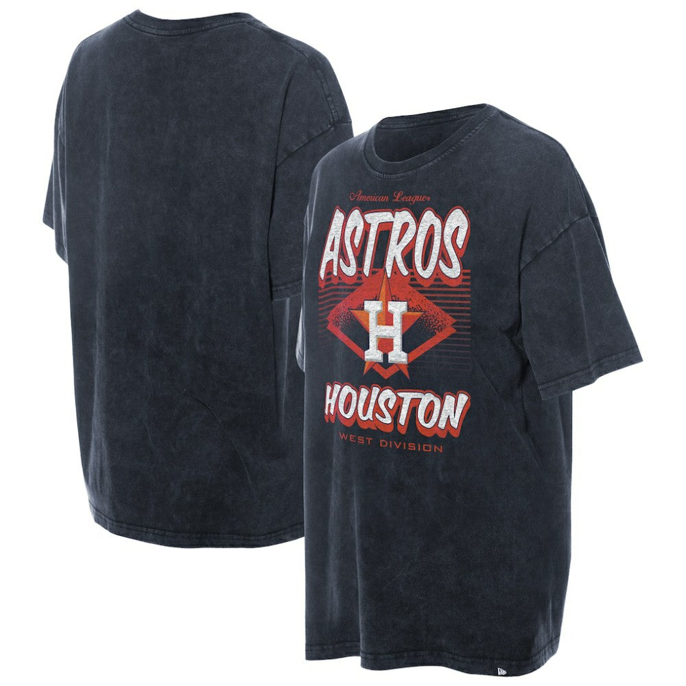 Houston Astros New Era Women's Mineral Wash Oversized T-Shirt - Navy - New Era Discount