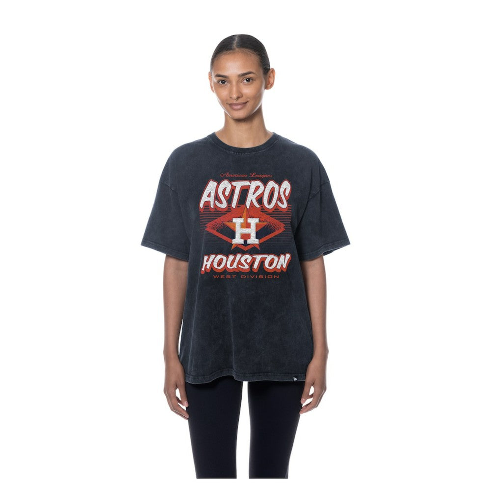Houston Astros New Era Women's Mineral Wash Oversized T-Shirt - Navy - New Era Discount