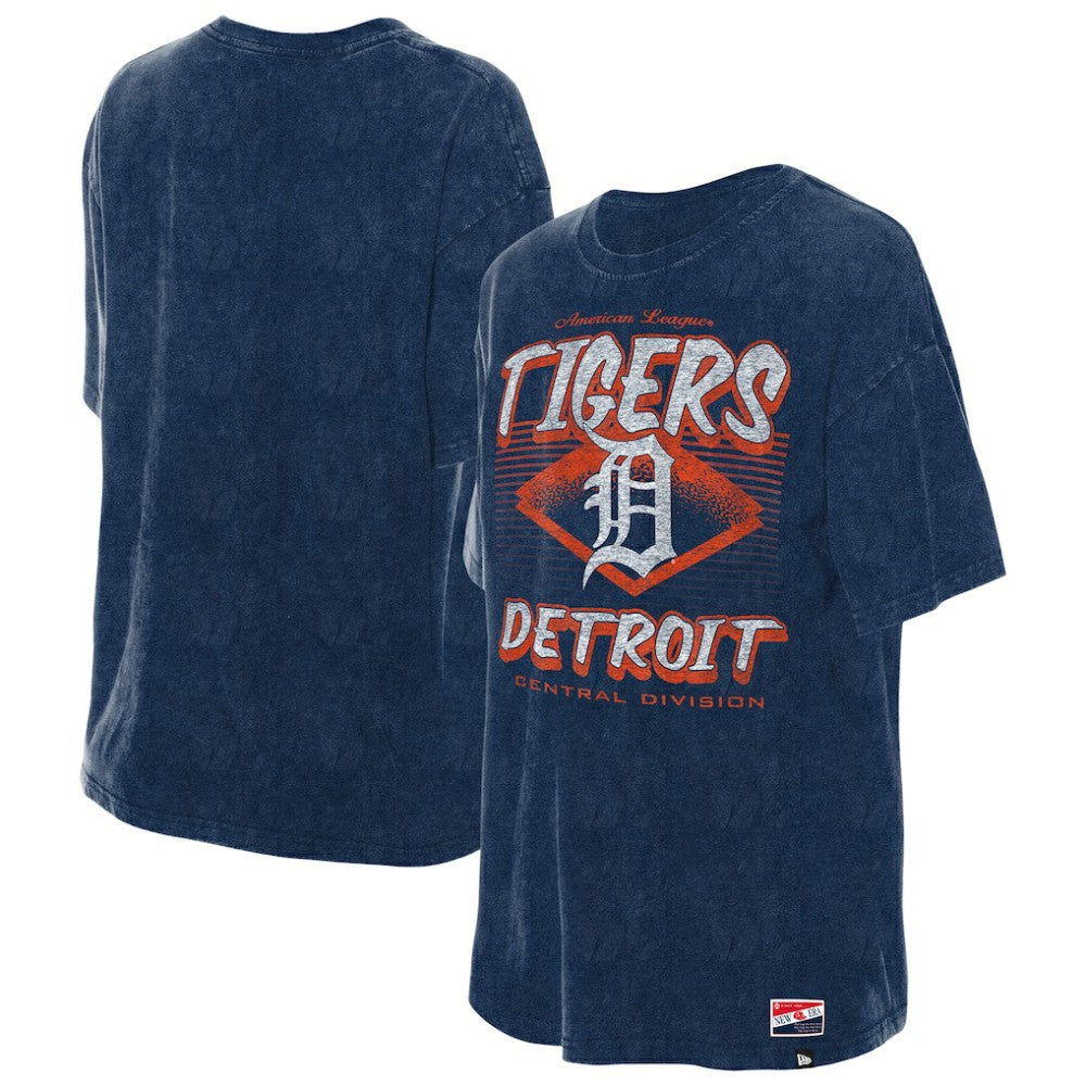 Detroit Tigers New Era Women's Mineral Wash Oversized T-Shirt - Navy - New Era Sale