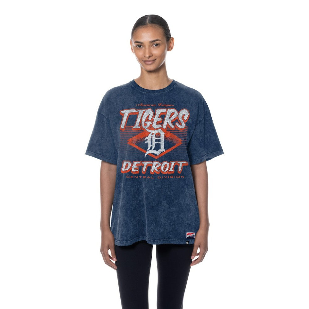 Detroit Tigers New Era Women's Mineral Wash Oversized T-Shirt - Navy - New Era Sale