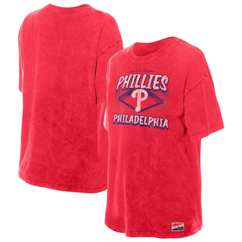 Philadelphia Phillies New Era Women's Mineral Wash Oversized T-Shirt - Red - New Era Sale