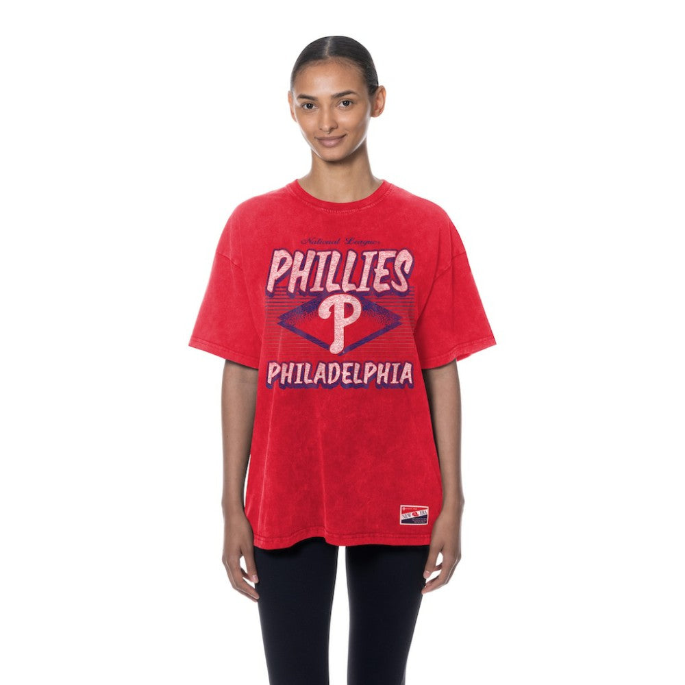 Philadelphia Phillies New Era Women's Mineral Wash Oversized T-Shirt - Red - New Era Sale