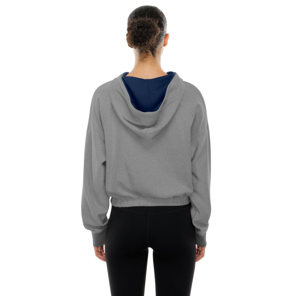 Cleveland Guardians New Era Women's Reversed Out French Terry Quarter-Zip Banded Crop Hoodie - Heather Gray - New Era on Sale