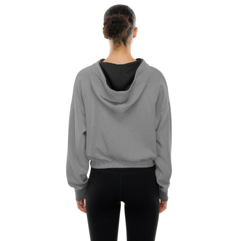 Baltimore Orioles New Era Women's Reversed Out French Terry Quarter-Zip Banded Crop Hoodie - Heather Gray - New Era Online