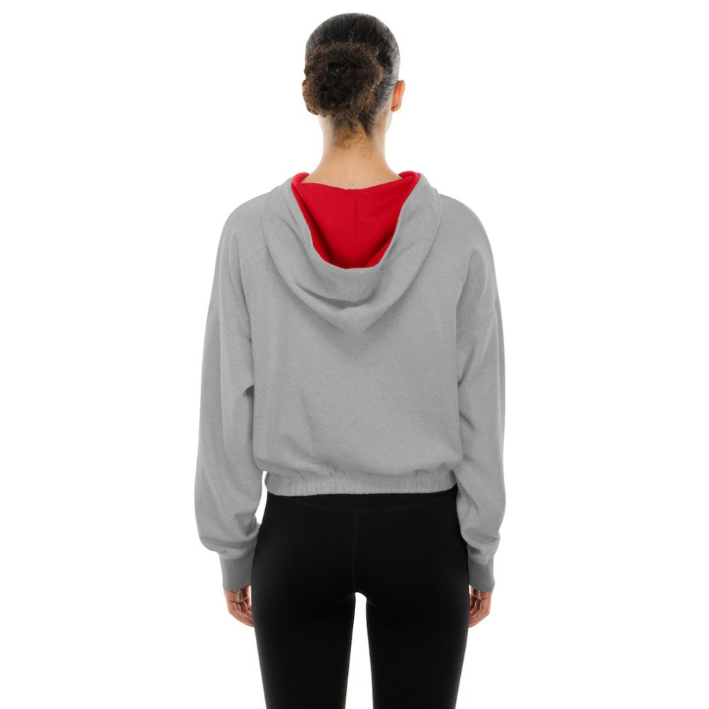 St. Louis Cardinals New Era Women's Reversed Out French Terry Quarter-Zip Banded Crop Hoodie - Heather Gray - New Era Discount