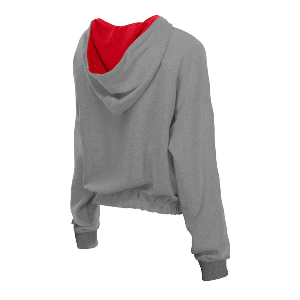 Philadelphia Phillies New Era Women's Reversed Out French Terry Quarter-Zip Banded Crop Hoodie - Heather Gray - New Era Sale