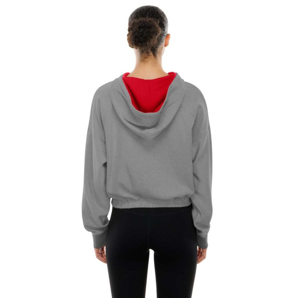 Philadelphia Phillies New Era Women's Reversed Out French Terry Quarter-Zip Banded Crop Hoodie - Heather Gray - New Era Sale
