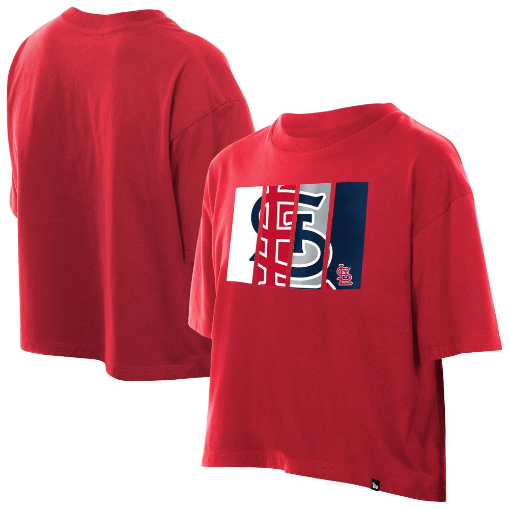 St. Louis Cardinals New Era Women's Boxy Foil Logo T-Shirt - Red - New Era Discount