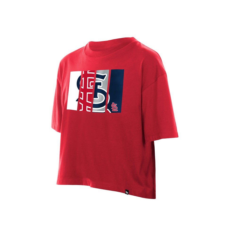 St. Louis Cardinals New Era Women's Boxy Foil Logo T-Shirt - Red - New Era Discount