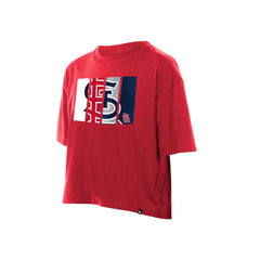St. Louis Cardinals New Era Women's Boxy Foil Logo T-Shirt - Red - New Era Discount